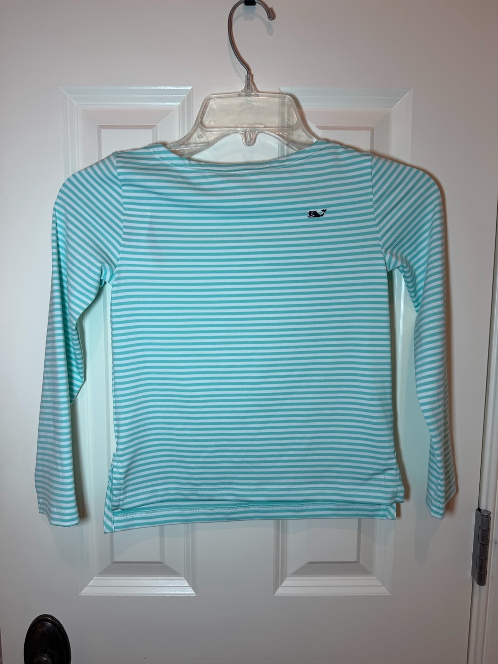 Vineyard Vines Girls' Mint and White Striped Long-Sleeve Tee